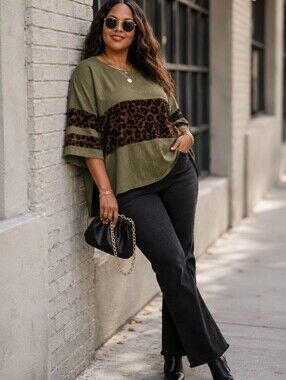 Boho Leopard Print Oversized Top – 1XL